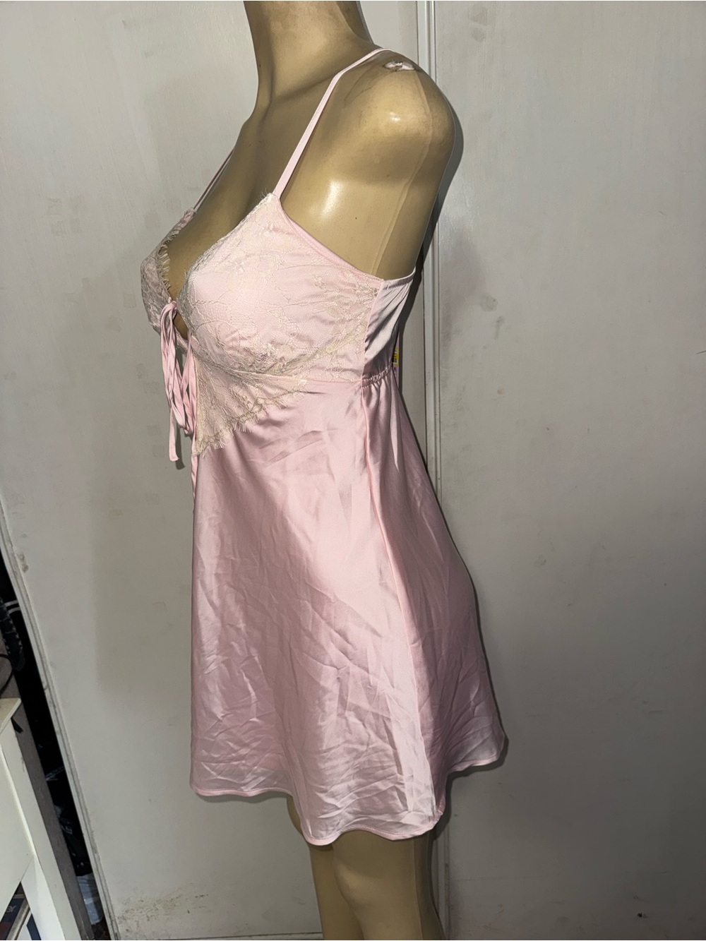 wild fable Pink Satin Lace-Trim Mini Slip Dress - Picture 6 of 7